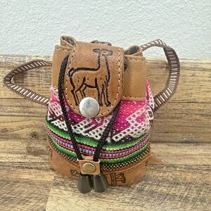 Mini Leather Native American Backpack Coin purse
